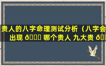 贵人的八字命理测试分析（八字会出现 🍁 哪个贵人 九大贵 🐎 人命理详解）